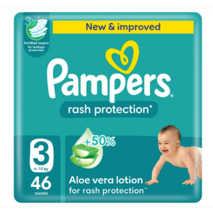 Pampers Rash Protection Diapers  Size 3, 6-10kg, 46 Count