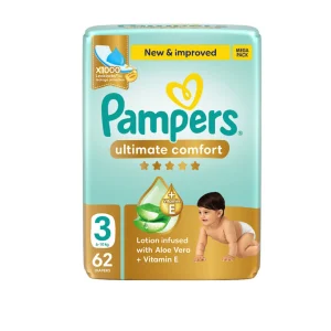 Pampers Ultimate Comfort Diapers, Size 3, 62's x 2