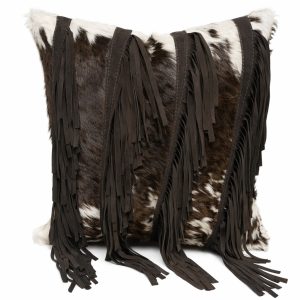 Tobacco Fringe - Genuine Cowhide Leather Cushion | Nomad No. 5